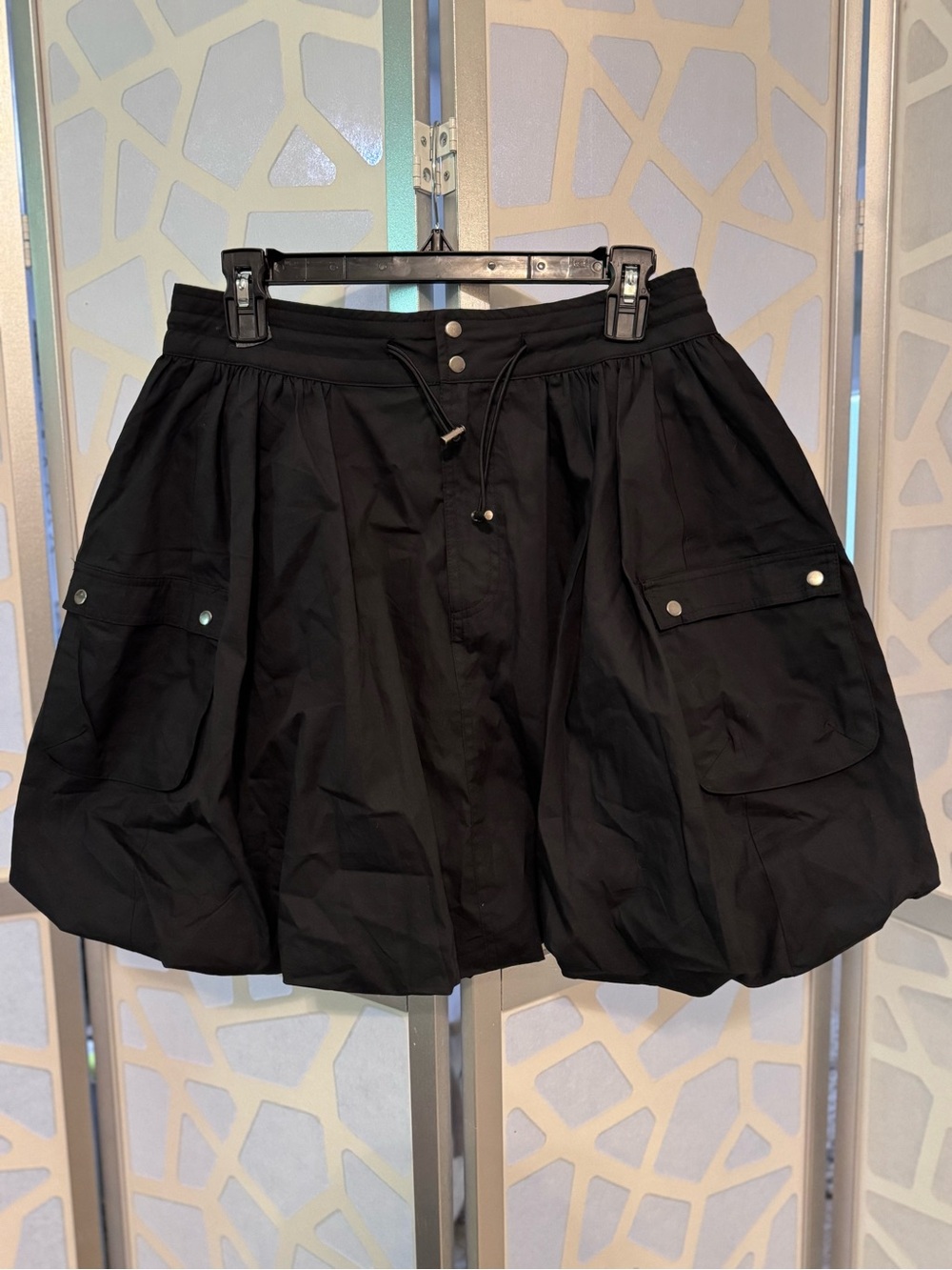 Black Women's Cargo Bubble Skirt